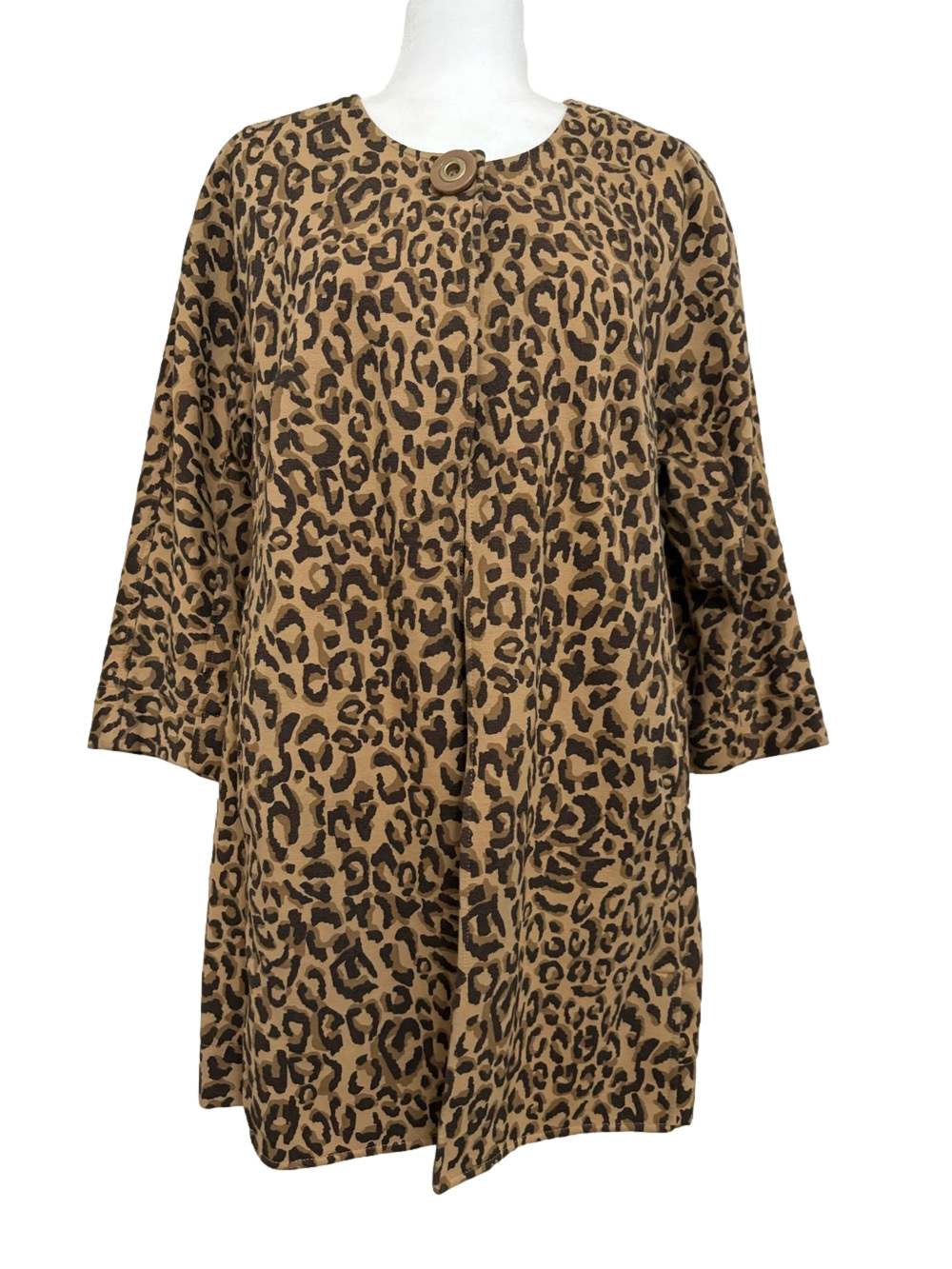Carol Anderson Leopard Print Women’s Coat with Single Button Closure